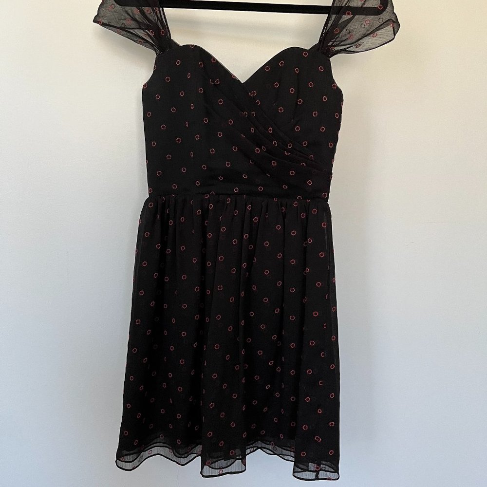 The Kooples Black & Red Chiffon Dress Size XS